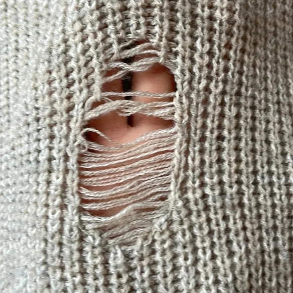 Crave Fame size small distressed beige sweater - Picture 3 of 5